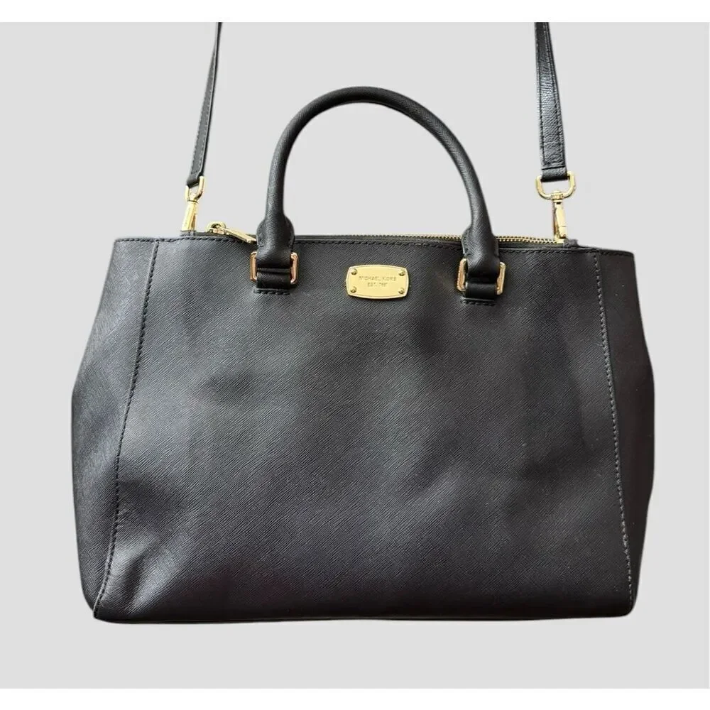 Michael Kors Kellen Black Medium Saffiano Tote Crossbody - Picture 2 of 11